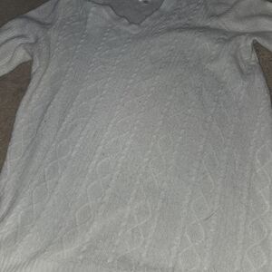 dressbarn Women's Ivory Cable Knit V-Neck Sweater